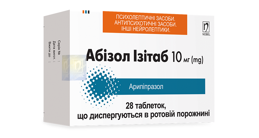 АБІЗОЛ ІЗІТАБ таблетки, що диспергуються в ротовій порожнині, по 10 мг, 28 таблеток